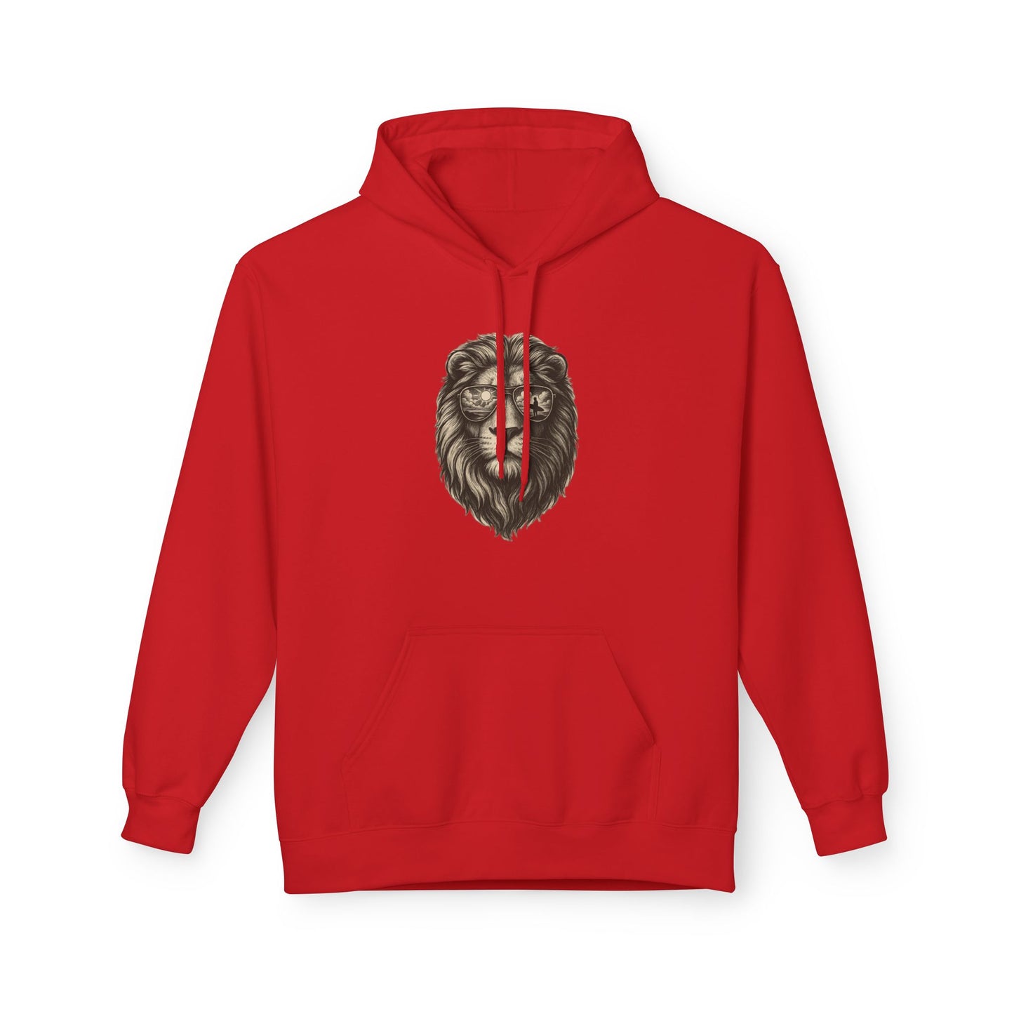 Löwe mit Sonnenbrille Hoodie (Brustprint) – Stylischer Unisex Kapuzenpullover mit Löwenmotiv für Tierfreunde & Streetwear-Fans