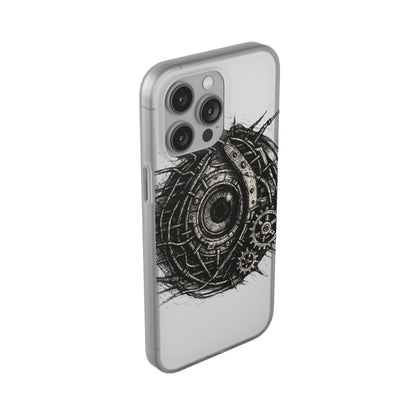 Biomechanisches Auge Handyhülle – Futuristisches Cyberpunk Design mit Zahnrädern & Kabeln | Schutzhülle für iPhone & Android