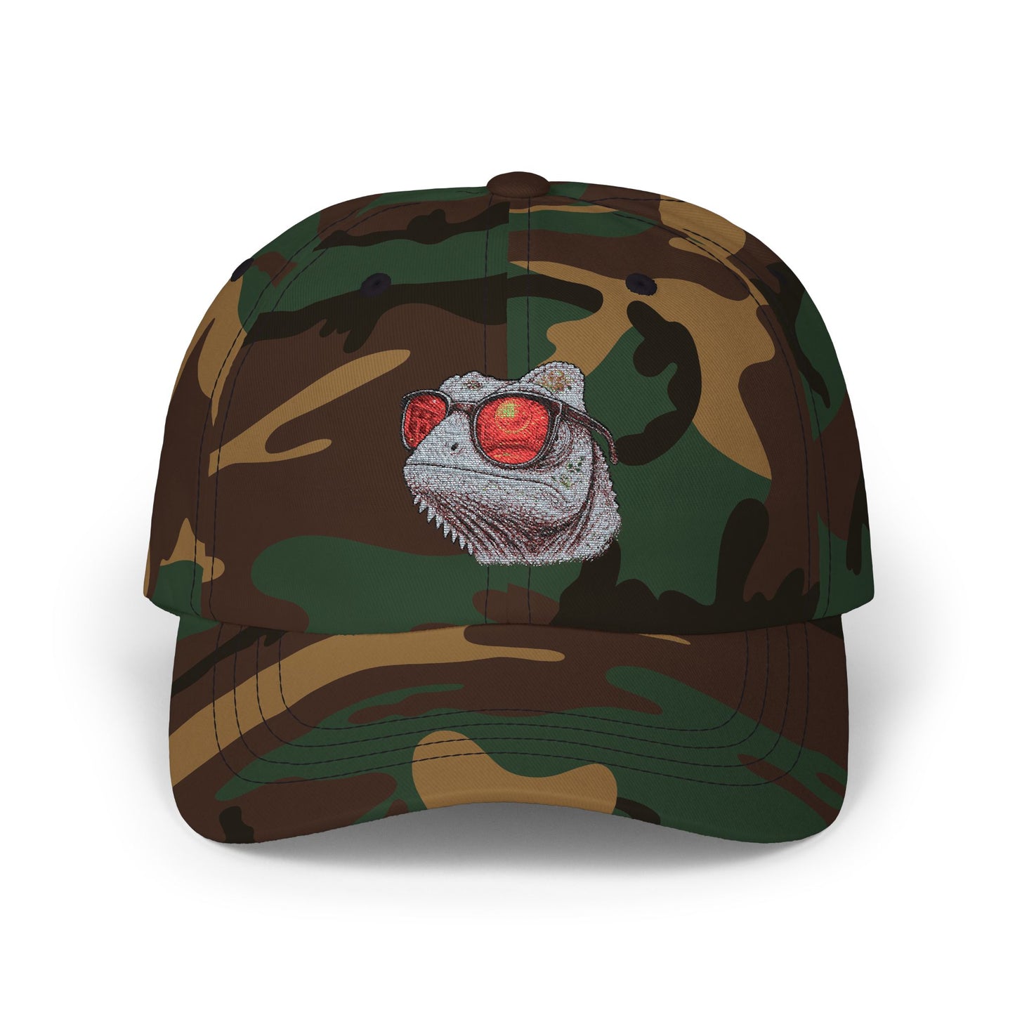 Chamäleon Cap mit Sonnenbrille & Disco-Design – Trendige Unisex Basecap mit Tiermotiv