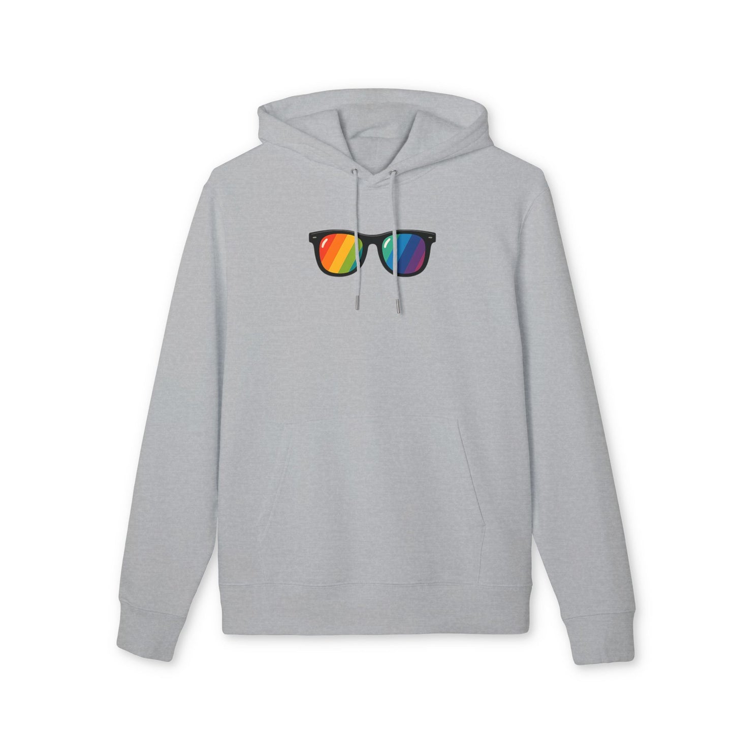 Regenbogen Sonnenbrille Hoodie (Brustprint) – Unisex Kapuzenpullover im bunten Pride Design für Festival & Streetwear
