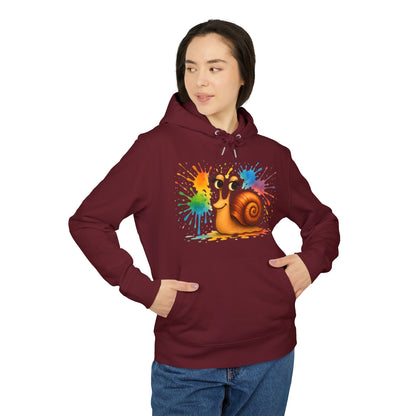 Bunter Schnecken Hoodie (Brustprint) – Lustiger Unisex Kapuzenpullover mit Farbklecks-Design für Kreative & Tierfreunde