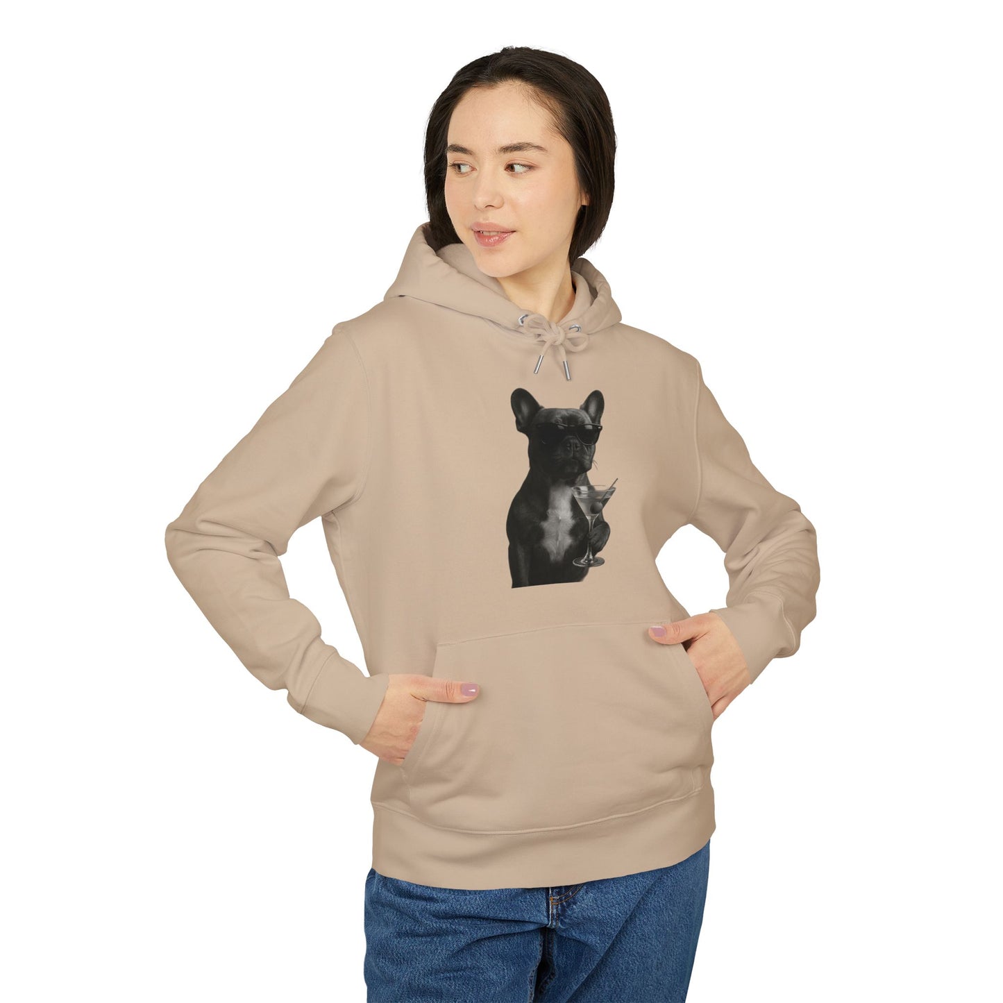 French Bulldog Hoodie (Brustprint) – Lustiger Kapuzenpullover mit Hund & Sonnenbrille – Unisex Streetwear mit Tiermotiv