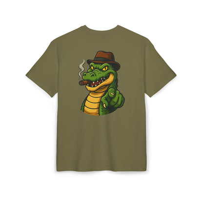 Gangster Alligator T-Shirt (Rückenprint) – Cooles Unisex Shirt mit Zigarren-Krokodil im Retro Comic Style