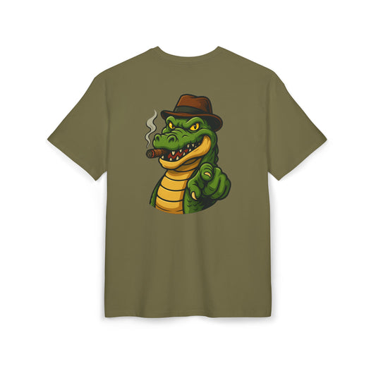 Gangster Alligator T-Shirt (Rückenprint) – Cooles Unisex Shirt mit Zigarren-Krokodil im Retro Comic Style