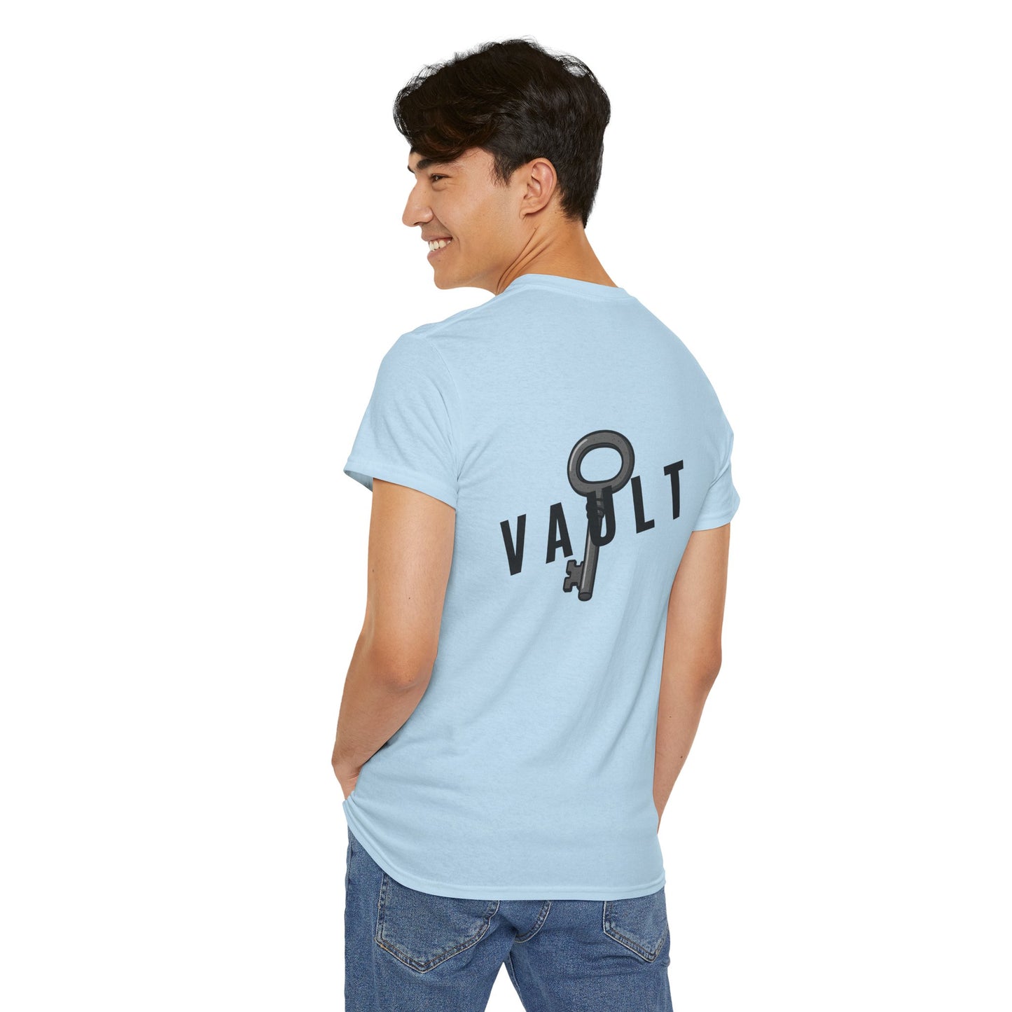 VAULT T-Shirt mit Schlüssel-Design (Rückenprint) – Unisex Heavy Cotton Tee | Nachhaltige Streetwear aus 100% Baumwolle