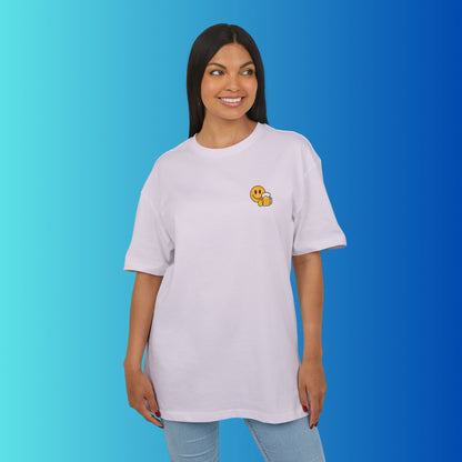 Smiley mit Bier (Brustprint) – Lustiges Party T-Shirt für Bierliebhaber | Unisex Funshirt