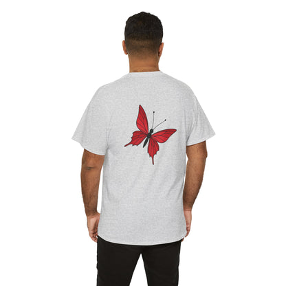 Roter Schmetterling T-Shirt Unisex – Ausdrucksstarkes Butterfly Design | Natur-inspiriertes Baumwollshirt für Damen & Herren