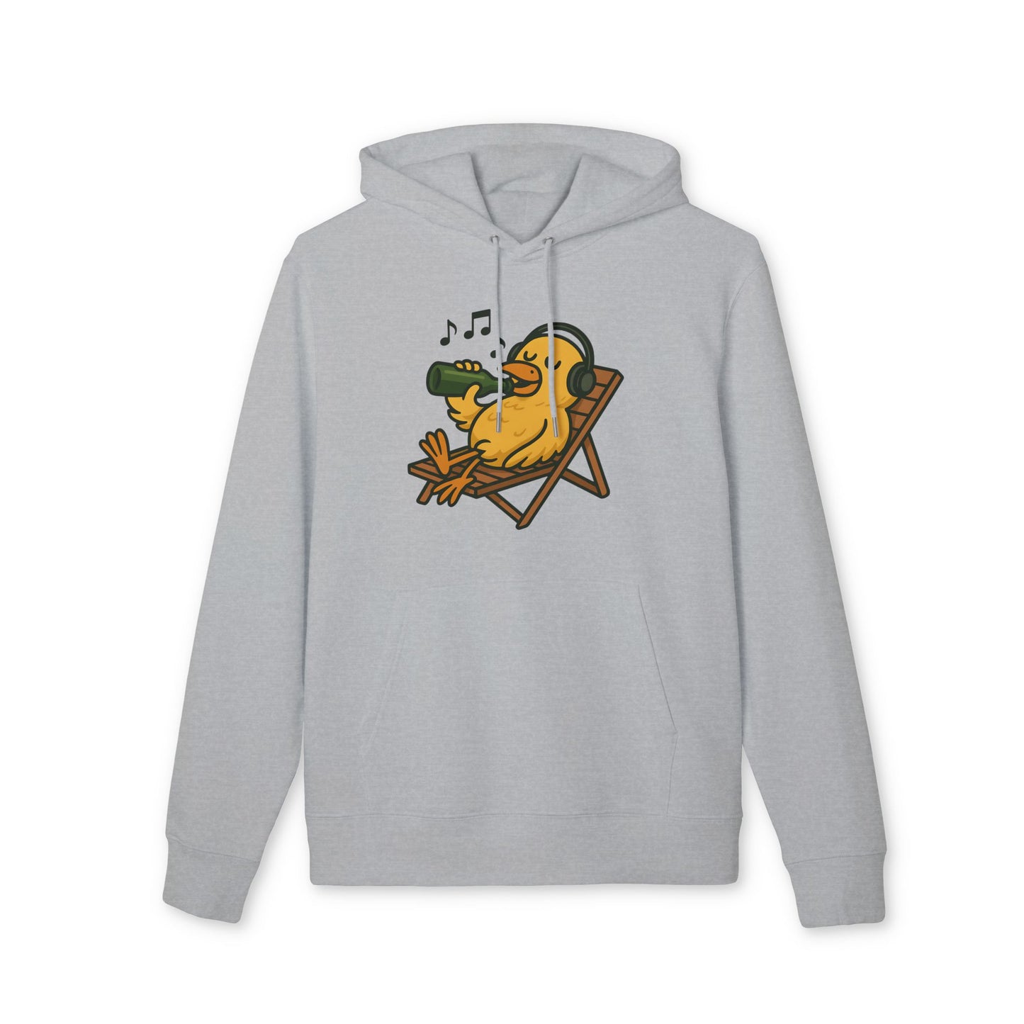 Chillente Hoodie (Brustprint) – Lustiger Unisex Kapuzenpullover mit Ente, Bier & Musik-Motiv | Perfekt für Freizeit, Festivals & Sommer