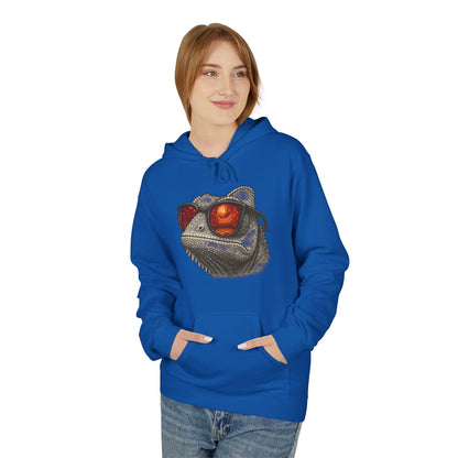 Chamäleon Hoodie Unisex (Brustprint) – Retro Tiermotiv mit Sonnenbrille & Disco-Design – Lustiger Kapuzenpullover für Festival, Streetwear & Geschenkideen