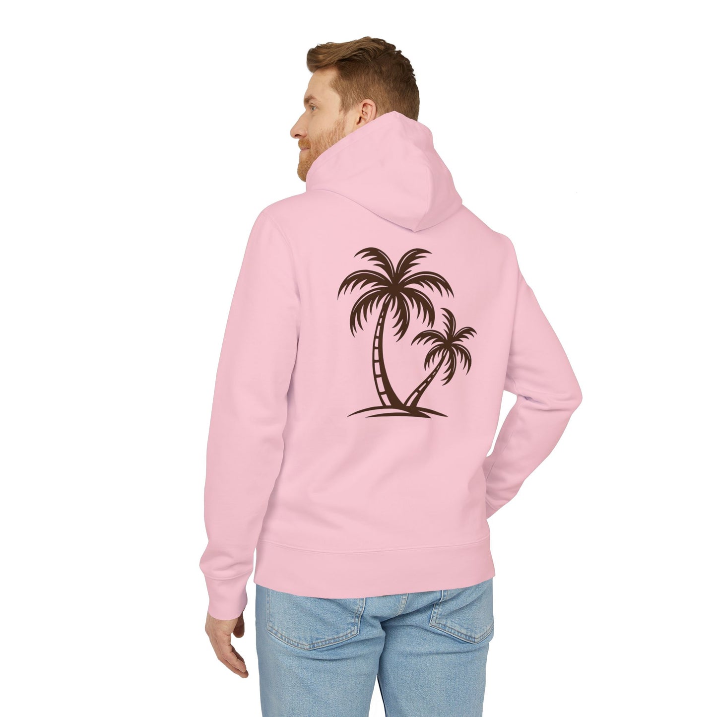 Palmen Hoodie Unisex (Rückenprint) – Tropischer Kapuzenpullover im Strand-Design | Sommerlicher Boho Look aus Baumwolle