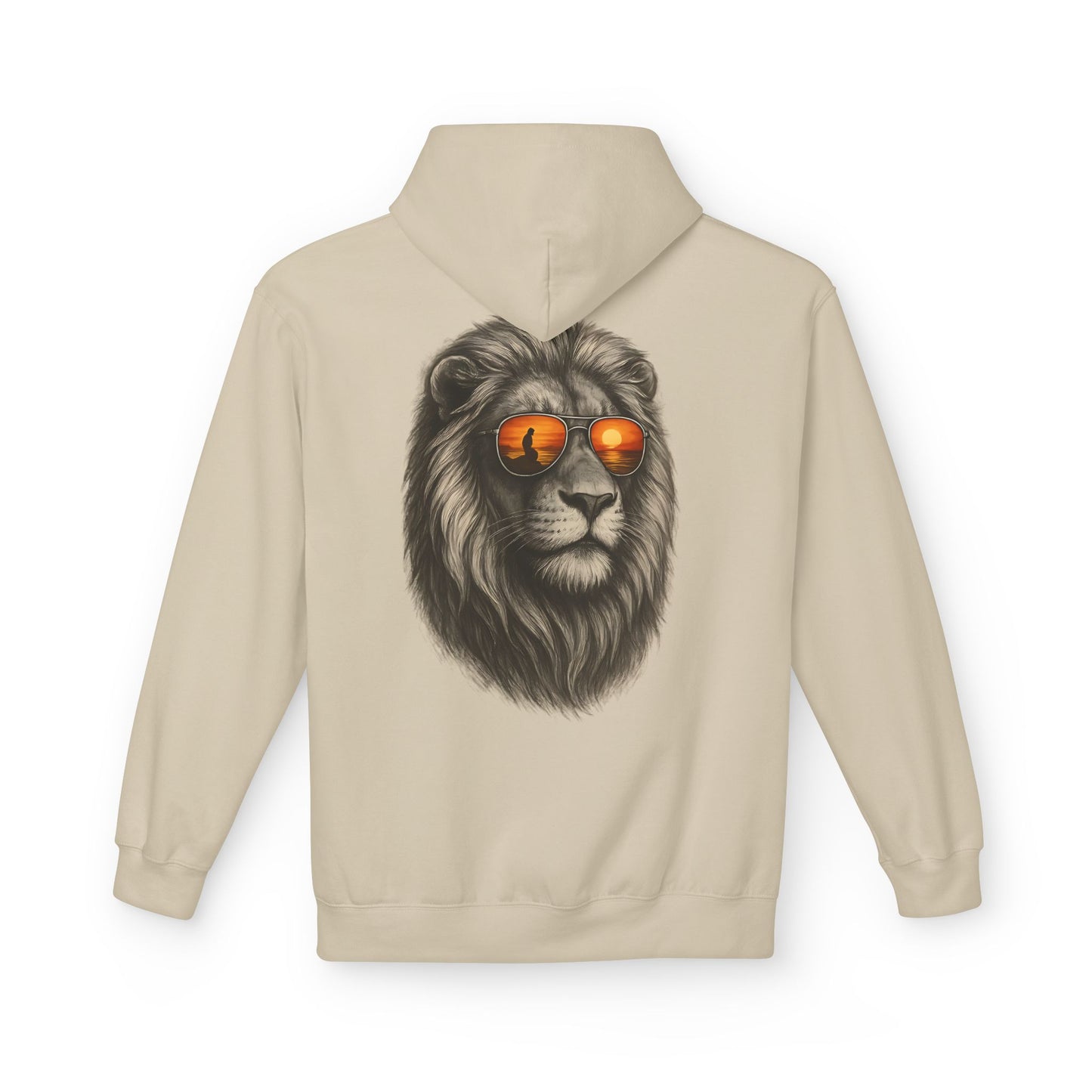Löwen Hoodie Unisex (Rückenprint) – Stylischer Kapuzenpullover mit Sonnenbrillen-Löwe | Tiermotiv Streetwear für Damen & Herren