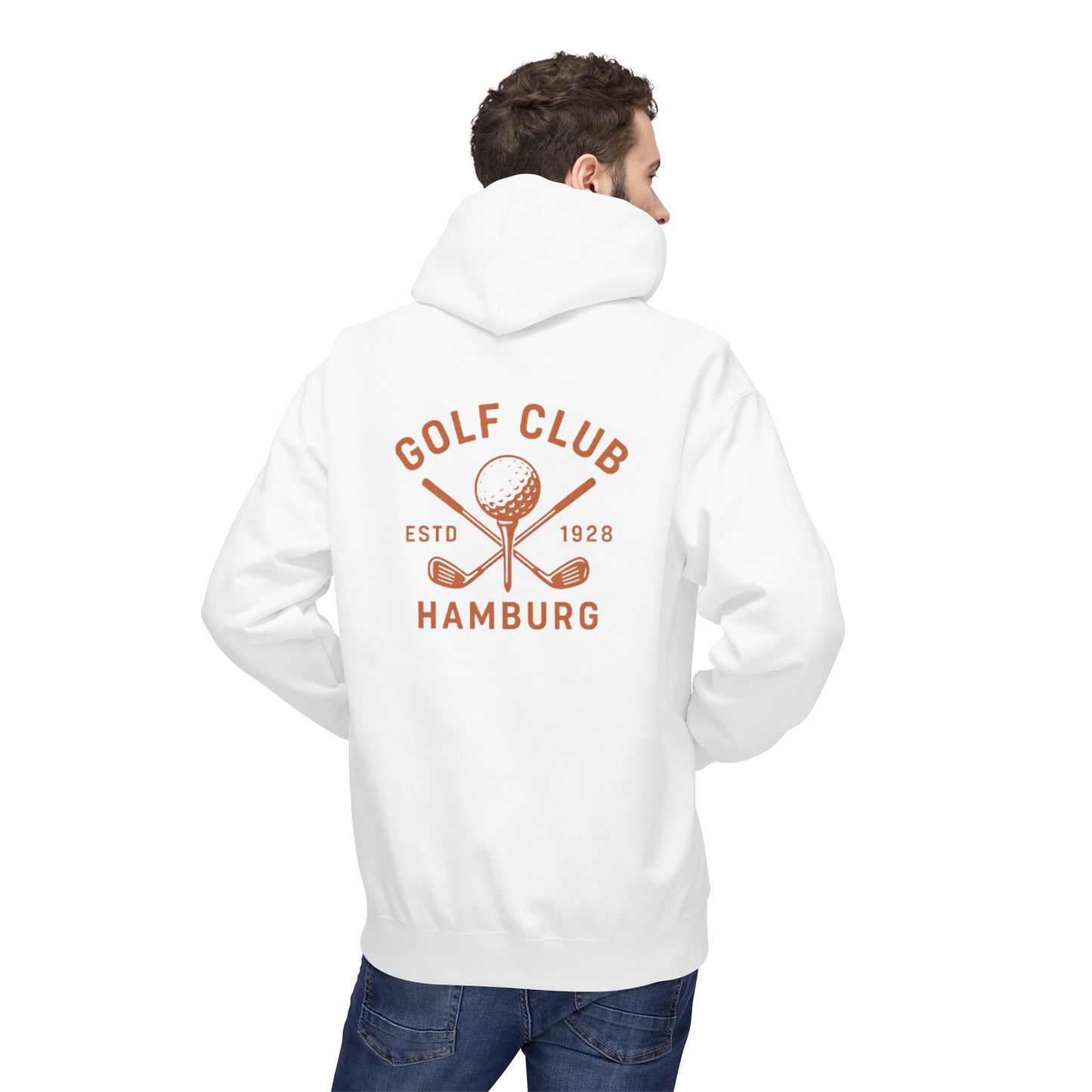 Vintage Golf Club Hamburg Hoodie (Rückenprint) – Retro Kapuzenpullover Estd. 1928 für Herren & Damen
