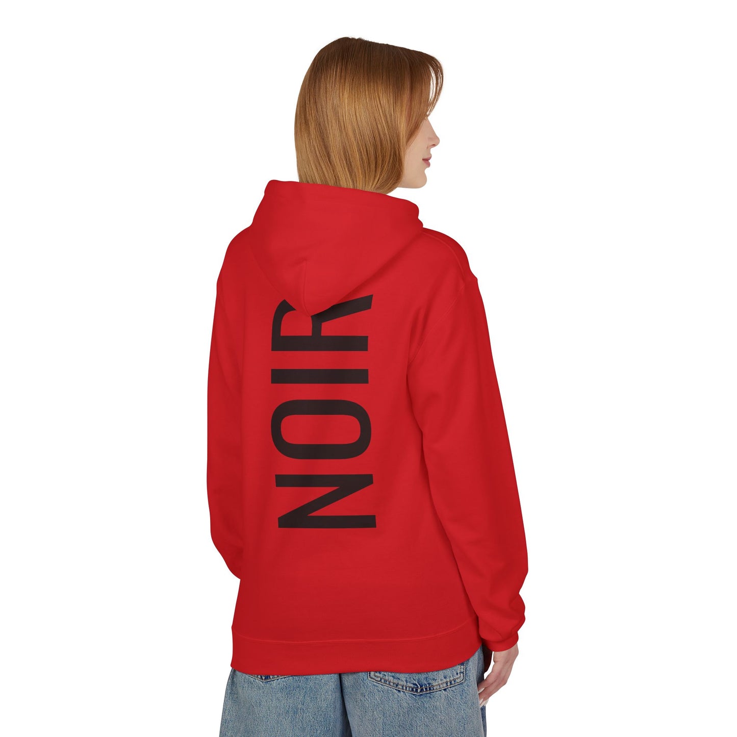 NOIR Hoodie Unisex (Rückenprint) – Nachhaltiger Midweight Fleece Kapuzenpullover mit Kängurutasche, Fair & OEKO-TEX zertifiziert