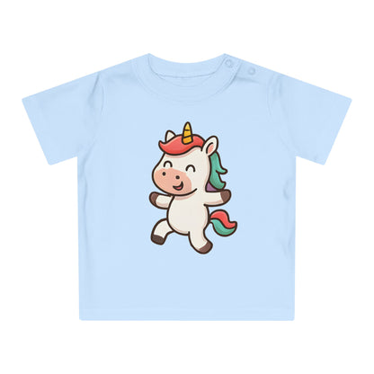 Baby T-Shirt „Happy Unicorn“ – Süßes Einhorn-Motiv, Bio-Baumwolle, nachhaltige Babybekleidung für kleine Träumer