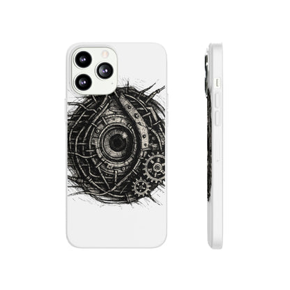 Biomechanisches Auge Handyhülle – Futuristisches Cyberpunk Design mit Zahnrädern & Kabeln | Schutzhülle für iPhone & Android