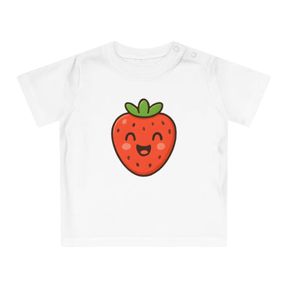 Baby T-Shirt „Sweet Strawberry“ – Süßes Erdbeer-Motiv, Bio-Baumwolle, nachhaltige Babybekleidung für kleine Fruchtliebhaber