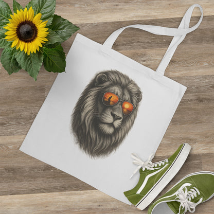 Löwen Jutebeutel – Stylische Stofftasche mit Sonnenbrillen-Löwe | Nachhaltiger Beutel für Tierfreunde & Trendsetter