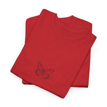 Schmetterling T-Shirt (Brustprint) – Stylisches Linienkunst-Design | Natur & Freiheit | Unisex Baumwolle