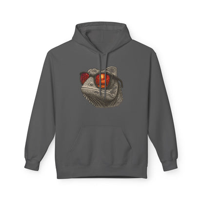Chamäleon Hoodie Unisex (Brustprint) – Retro Tiermotiv mit Sonnenbrille & Disco-Design – Lustiger Kapuzenpullover für Festival, Streetwear & Geschenkideen