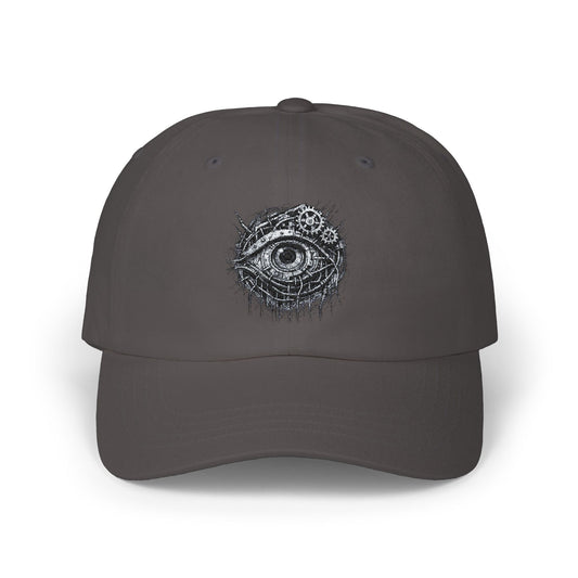 Biomechanisches Auge Cap – Cyberpunk Kappe mit Zahnrädern & Kabeln | Verstellbare Unisex Techwear Basecap