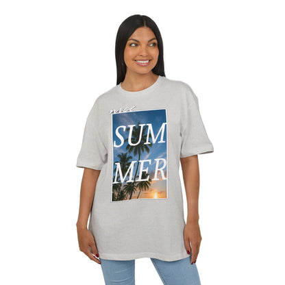 Nice Summer T-Shirt (Brustprint)– Palmendesign, Sonnenuntergang & Urlaubs-Vibes | Unisex Oversize Shirt für den Sommerlook