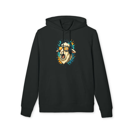 Lustiger Schaf Hoodie (Brustprint) – Unisex Kapuzenpullover mit Kopfhörer & Sonnenbrille – Musik Cartoon Streetwear für Tierfreunde