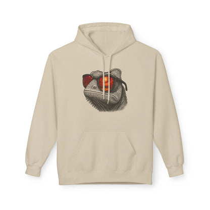 Chamäleon Hoodie Unisex (Brustprint) – Retro Tiermotiv mit Sonnenbrille & Disco-Design – Lustiger Kapuzenpullover für Festival, Streetwear & Geschenkideen