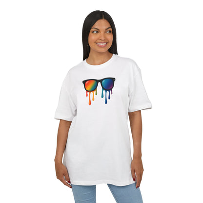 Melting Rainbow Shades T-Shirt (Brustprint) – Stylisches Unisex Shirt mit bunter Sonnenbrille & Farbverlauf | Cooles Sommer & Festival Design
