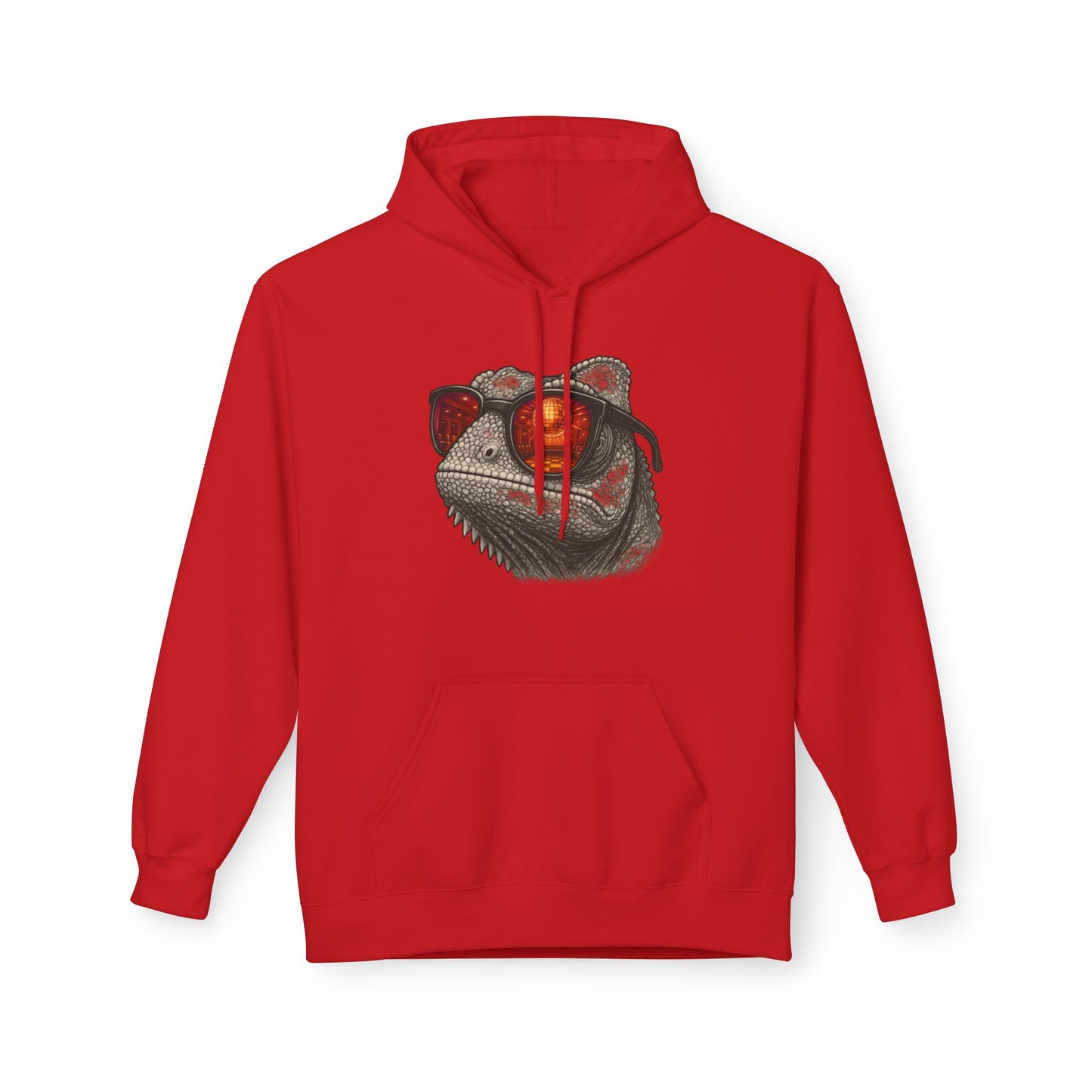 Chamäleon Hoodie Unisex (Brustprint) – Retro Tiermotiv mit Sonnenbrille & Disco-Design – Lustiger Kapuzenpullover für Festival, Streetwear & Geschenkideen