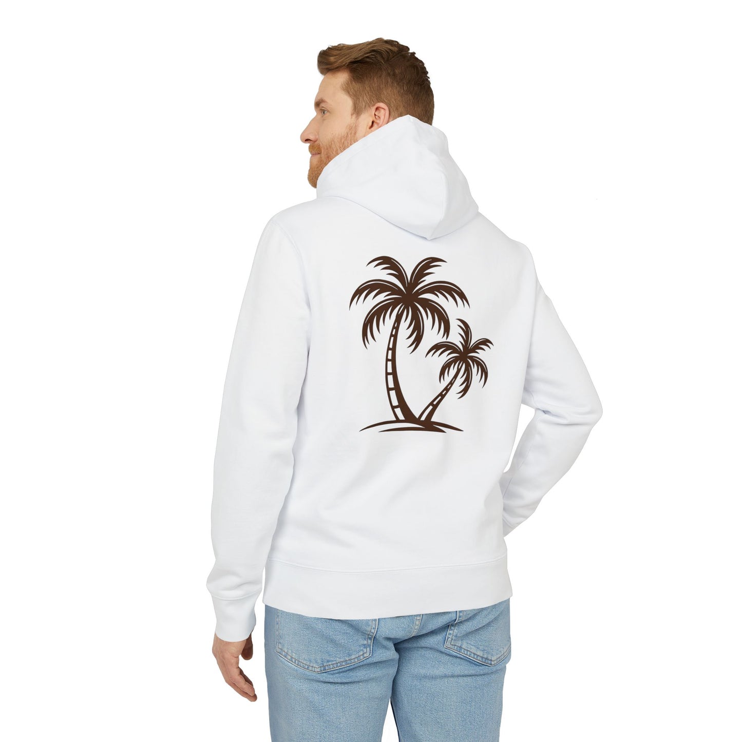 Palmen Hoodie Unisex (Rückenprint) – Tropischer Kapuzenpullover im Strand-Design | Sommerlicher Boho Look aus Baumwolle