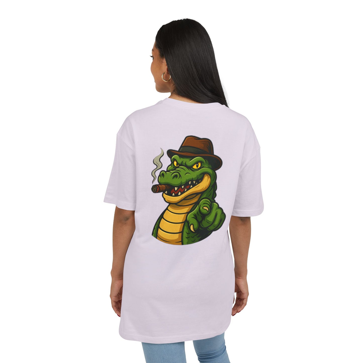 Gangster Alligator T-Shirt (Rückenprint) – Cooles Unisex Shirt mit Zigarren-Krokodil im Retro Comic Style