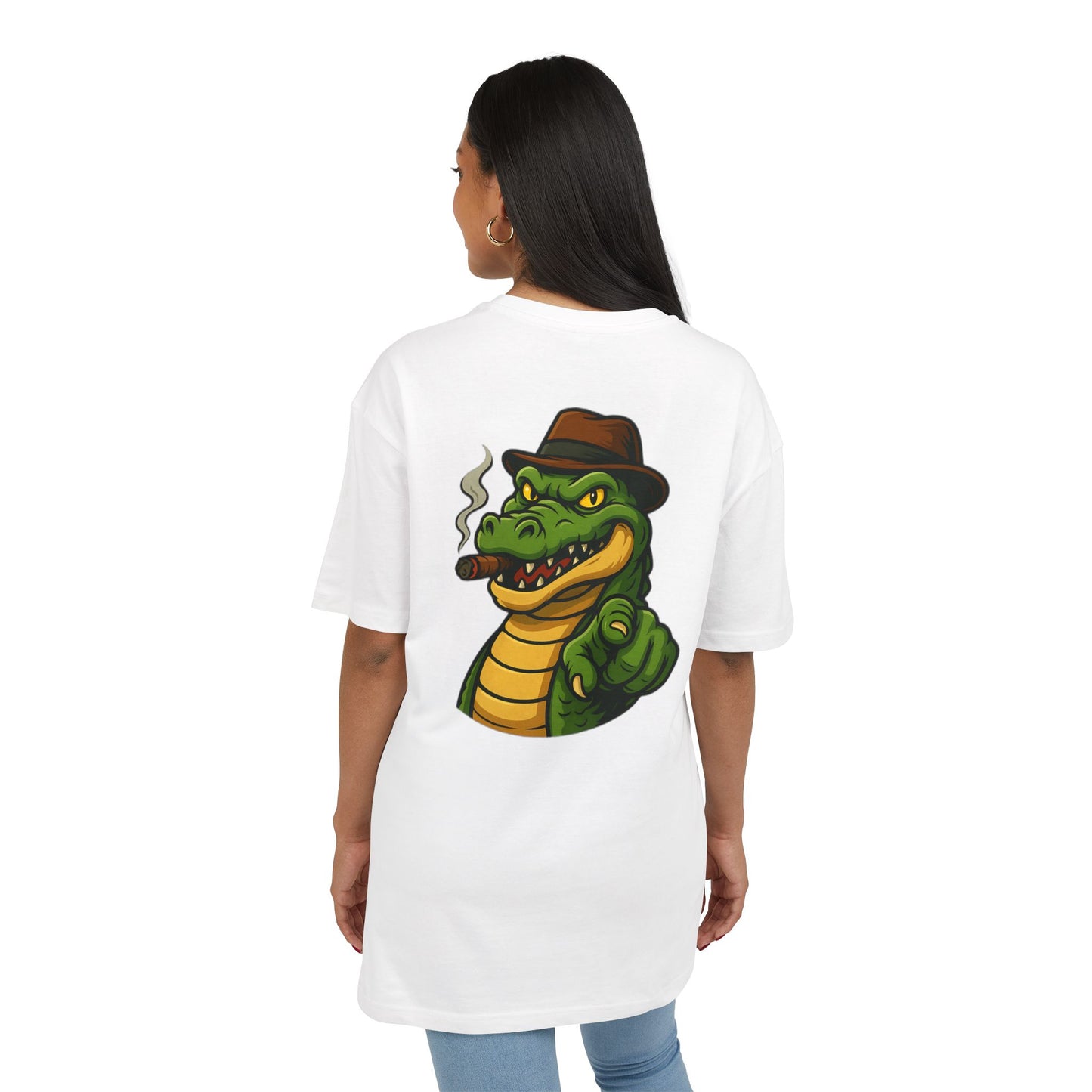 Gangster Alligator T-Shirt (Rückenprint) – Cooles Unisex Shirt mit Zigarren-Krokodil im Retro Comic Style
