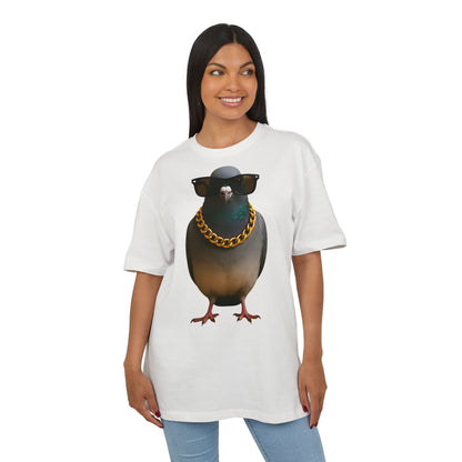 Streetstyle Taube T-Shirt (Brustprint) – Cooles Pigeon Design mit Sonnenbrille & Goldkette für Urban Vibes
