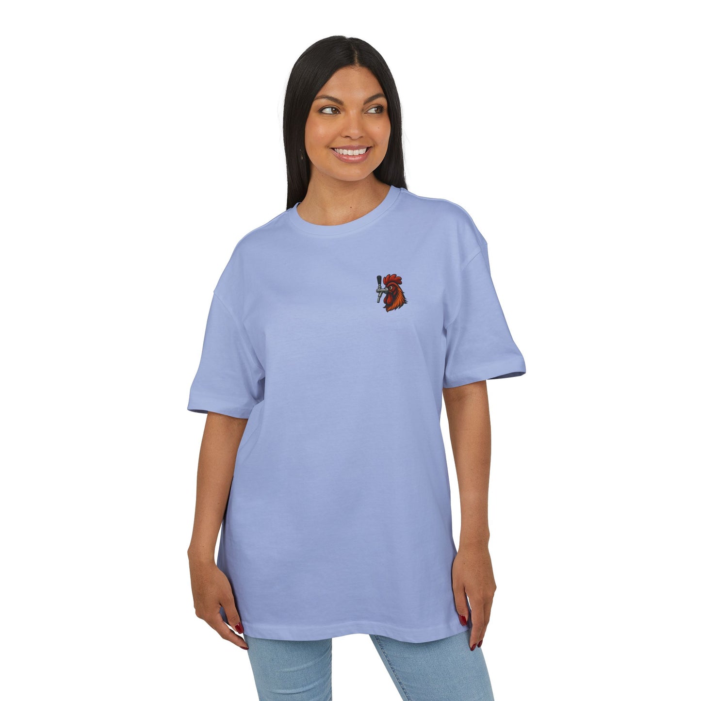 Bierhahn T-Shirt (Brustprint) – Lustiges Hahn mit Zapfhahn Motiv für Bierliebhaber & Grillfans – Unisex Funshirt