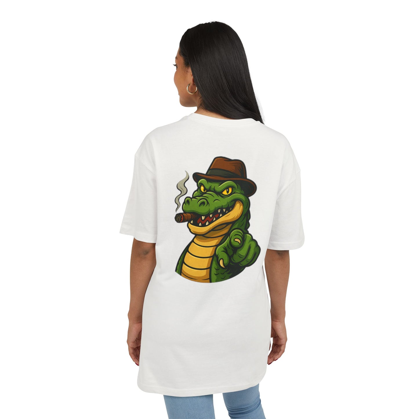 Gangster Alligator T-Shirt (Rückenprint) – Cooles Unisex Shirt mit Zigarren-Krokodil im Retro Comic Style