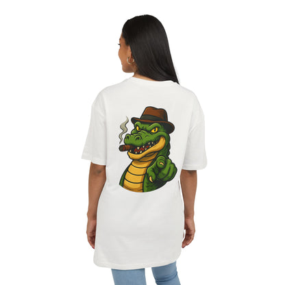 Gangster Alligator T-Shirt (Rückenprint) – Cooles Unisex Shirt mit Zigarren-Krokodil im Retro Comic Style