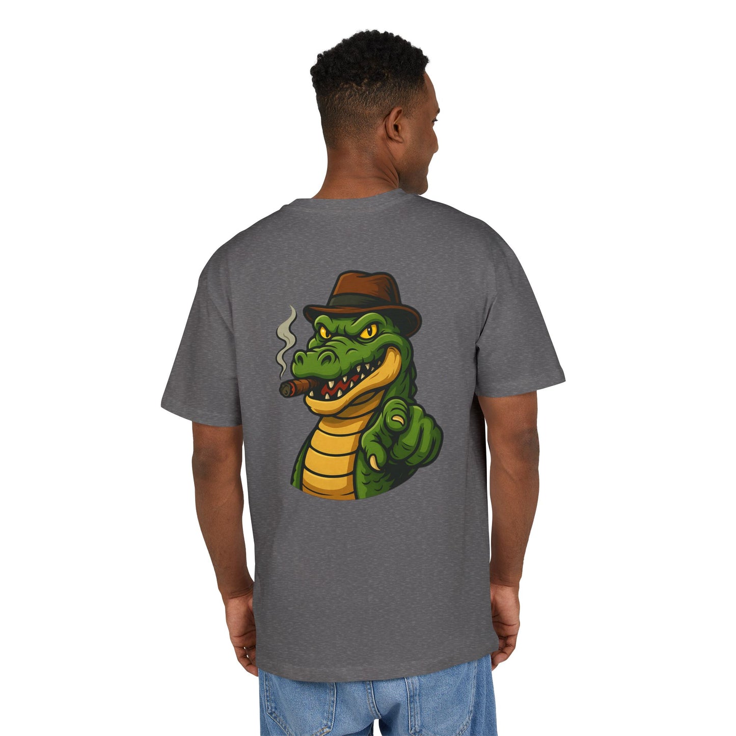 Gangster Alligator T-Shirt (Rückenprint) – Cooles Unisex Shirt mit Zigarren-Krokodil im Retro Comic Style