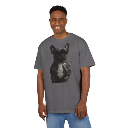 Cooler Hund T-Shirt (Brustprint) – Französische Bulldogge mit Sonnenbrille & Martini – Lustiges Tiermotiv für Unisex Streetwear