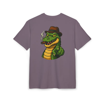 Gangster Alligator T-Shirt (Rückenprint) – Cooles Unisex Shirt mit Zigarren-Krokodil im Retro Comic Style