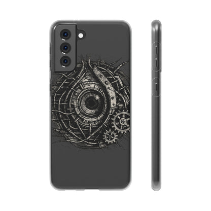 Biomechanisches Auge Handyhülle – Futuristisches Cyberpunk Design mit Zahnrädern & Kabeln | Schutzhülle für iPhone & Android