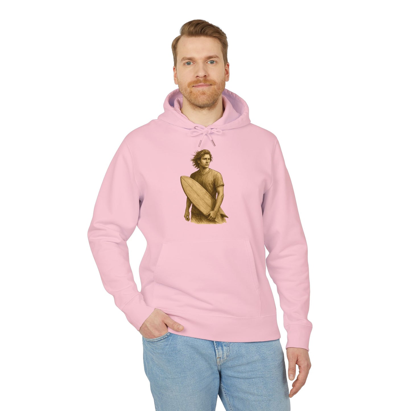 Surfer Hoodie Unisex (Brustprint) – Oversized Kapuzenpullover mit Surfer-Print | Retro Beach Style für Männer & Frauen