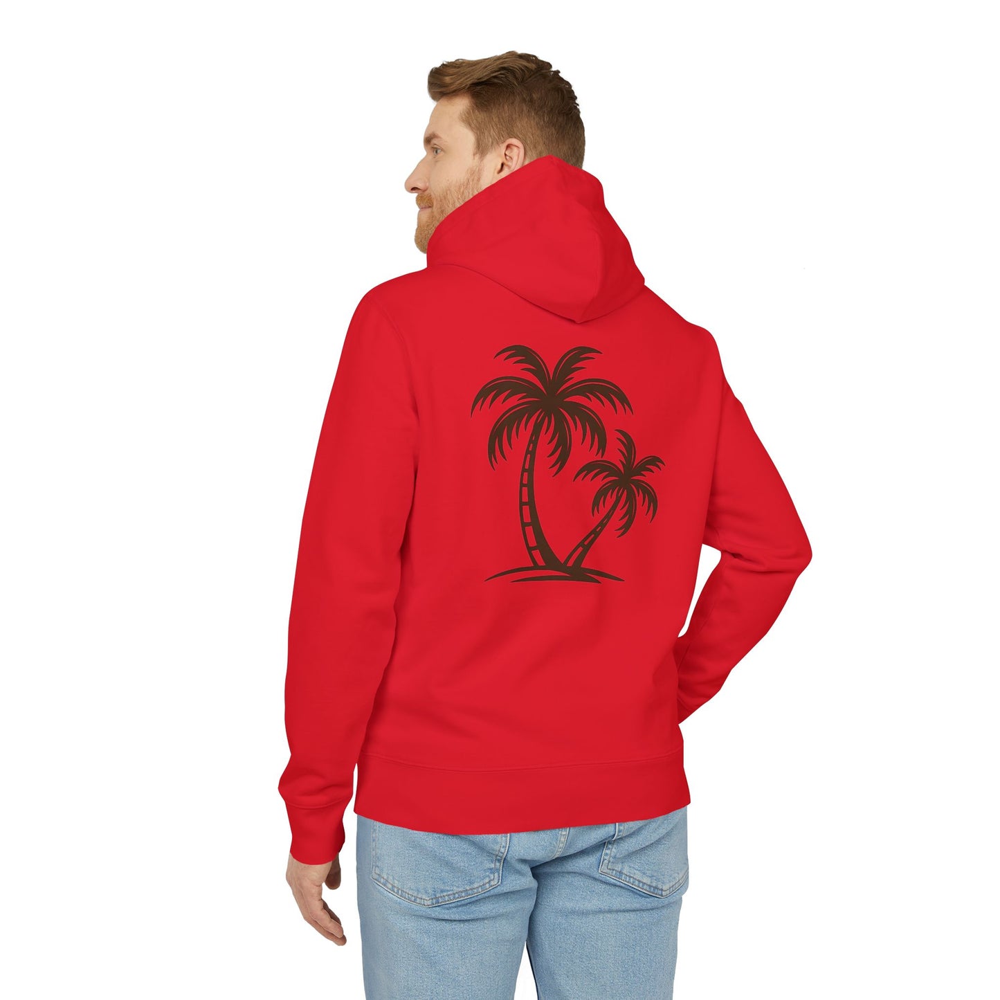 Palmen Hoodie Unisex (Rückenprint) – Tropischer Kapuzenpullover im Strand-Design | Sommerlicher Boho Look aus Baumwolle