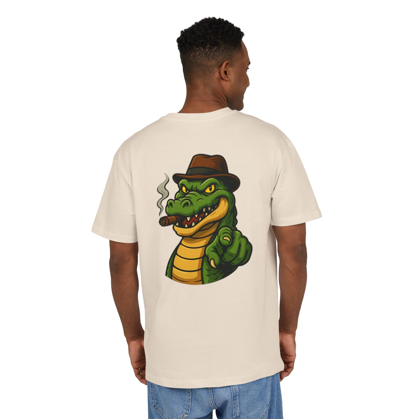 Gangster Alligator T-Shirt (Rückenprint) – Cooles Unisex Shirt mit Zigarren-Krokodil im Retro Comic Style