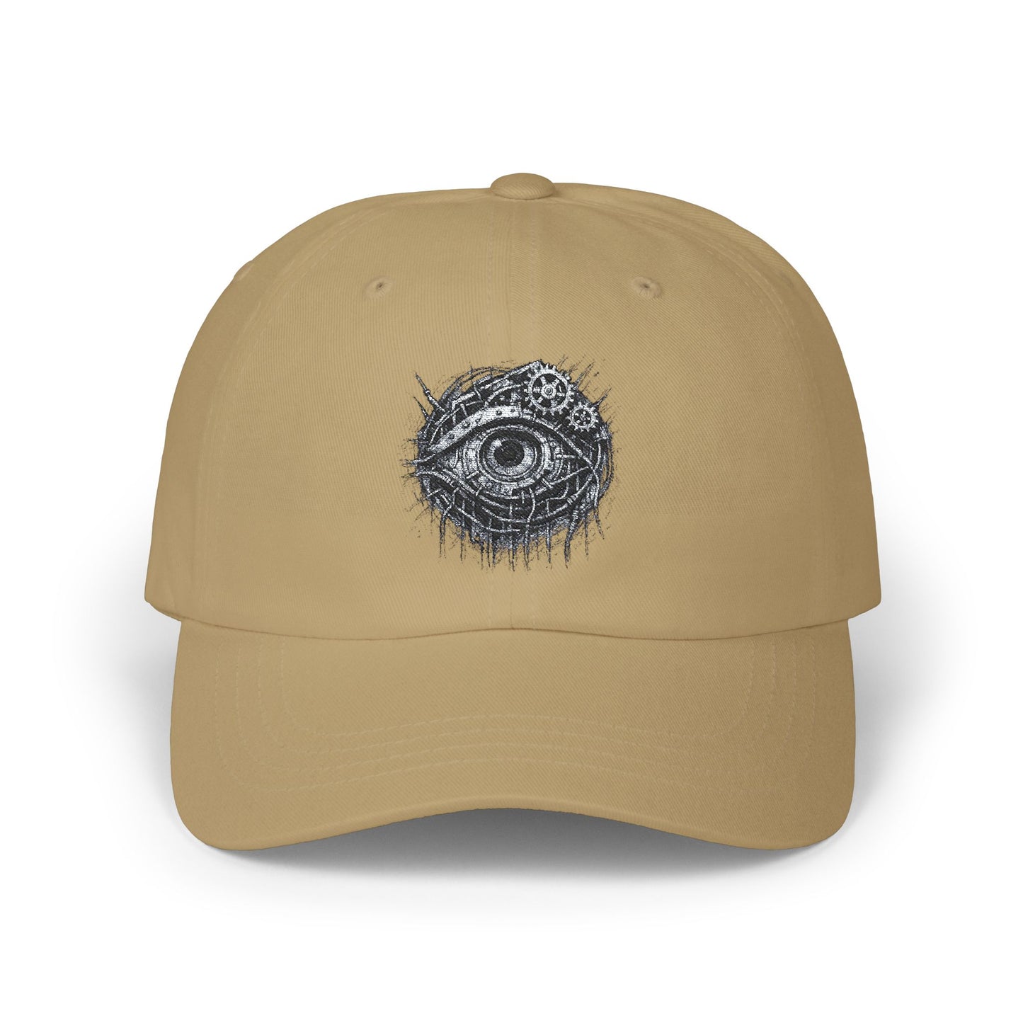 Biomechanisches Auge Cap – Cyberpunk Kappe mit Zahnrädern & Kabeln | Verstellbare Unisex Techwear Basecap