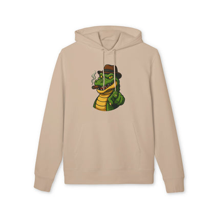 Gangster Alligator Hoodie (Brustprint) – Cooler Unisex Kapuzenpullover mit Krokodil, Zigarre & Hut im Comic Style
