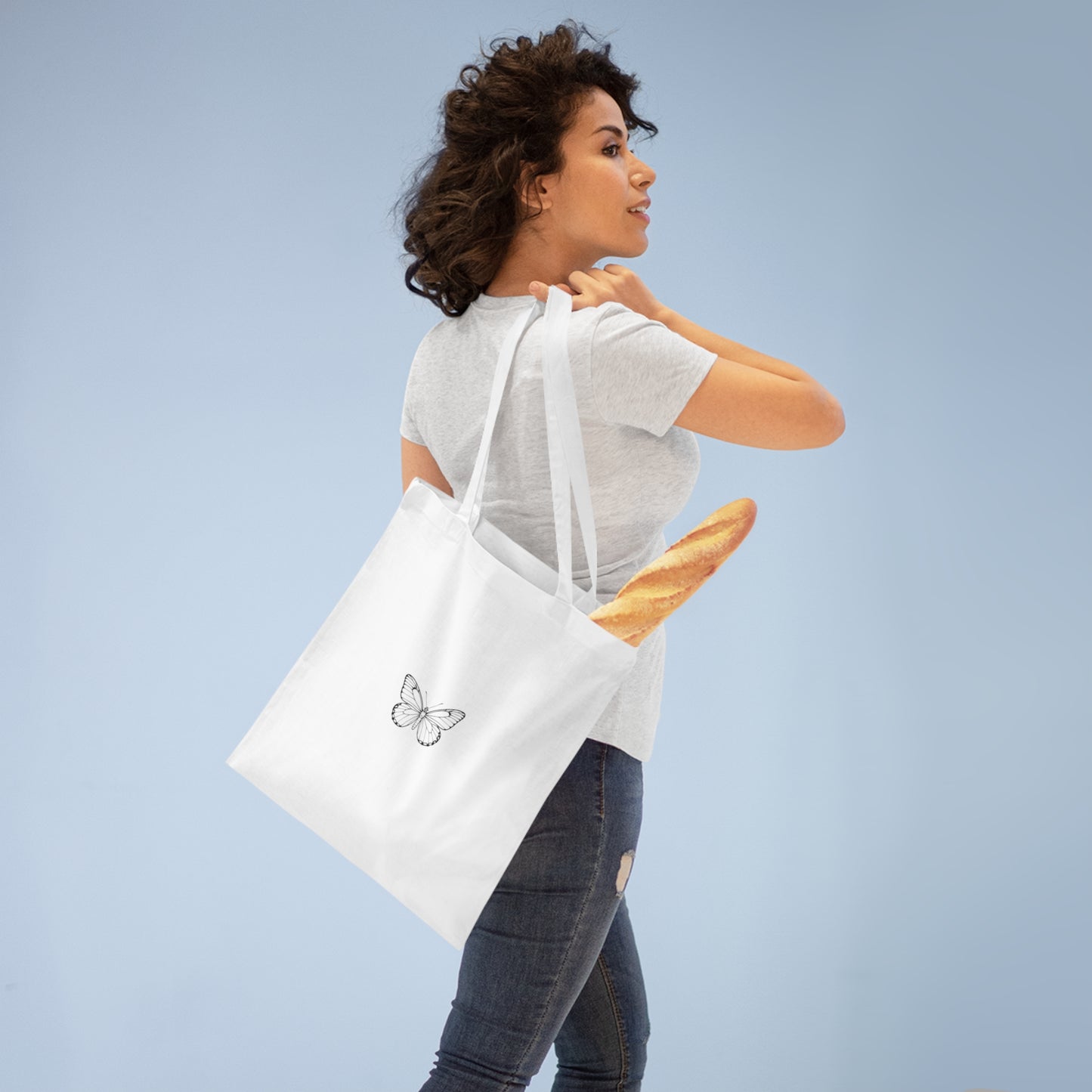 Schmetterling Jutebeutel – Nachhaltige Stofftasche mit Line Art Design | Umweltfreundlicher Shopper für Alltag & Freizeit