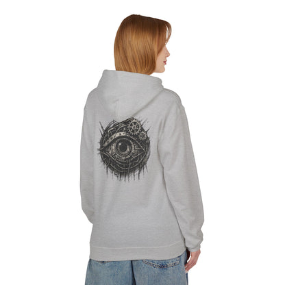 Biomechanisches Auge Hoodie Unisex – Cyberpunk Kapuzenpullover mit Zahnrädern & Kabeln | Futuristischer Techwear Look
