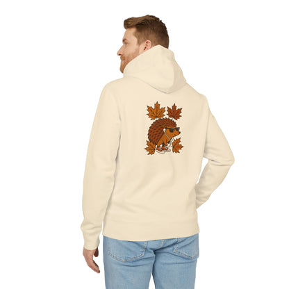 Herbst Igel Hoodie (Rückenprint) – Lustiger Kapuzenpullover mit Cartoon-Design, Sonnenbrille & Ahornblättern