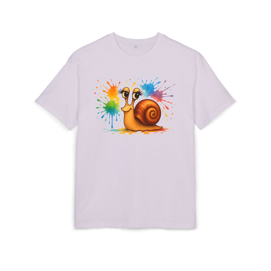 Bunte Schnecke T-Shirt (Brustprint) – Lustiges Unisex Shirt mit Farbklecks-Design für Tierfreunde & Kreative