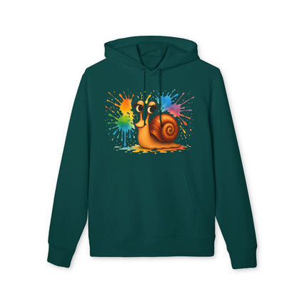 Bunter Schnecken Hoodie (Brustprint) – Lustiger Unisex Kapuzenpullover mit Farbklecks-Design für Kreative & Tierfreunde